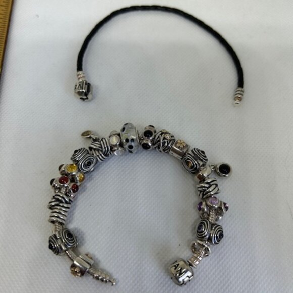 Pandora Charm Bracelet Sterling Silver, Gold & Precious Stones - Picture 4 of 4